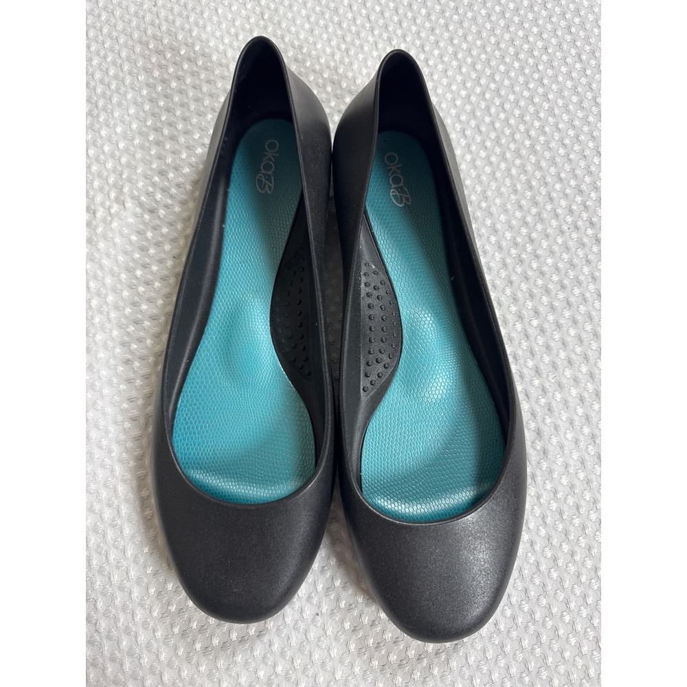 Oka-B Ballet Flats Women 10 Taylor Black Waterproof EUC